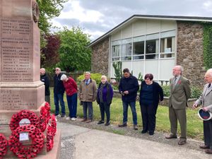 About 12 veterans, Royal British Legion members, dignitaries and residents attended the 80th anniversary VE Day service in Presteigne on Thursday. Image: Trevor Owens