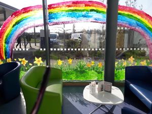Supporting image for story: Rainbow and flowers at Shropshire hospital in support of frontline workers