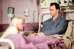 SHOWBIZ EastEnders/Mark/Pauline...BBC handout photo of Wendy Richard as Pauline Fowler and Todd Carty as Mark Fowler in EastEnders. Mark is to fight for his life in hospital as a dose of pneumonia makes him weaker by the minute, it was revealed Friday January 14, 2000. His mother Pauline is to be told, Monday January 17, 2000, that the next 24 hours will decide whether her son lives or dies. Market trader Mark was seen collapsing on the kitchen floor in last nightâs episode, Thursday January 13, 2000. See PA story SHOWBIZ EastEnders. PA handout photo.
WARNING: This copyright image may be used only to publicise current BBC programmes or other BBC output. Any other use whatsoever without specific prior approval from the BBC may result in legal action.