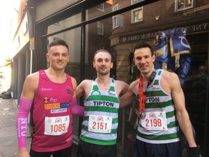 From left: Patrick Townsend, who finished third, Richard Carpenter, who finished first, and Jonathan Carter, who finished second
