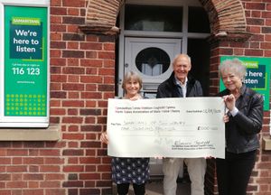 Left to right - Angela Dunhill, Mike Jones, Susan Forgie outside Shrewsbury Samaritans Branch