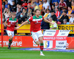 Ash Taylor celebrates his goal..