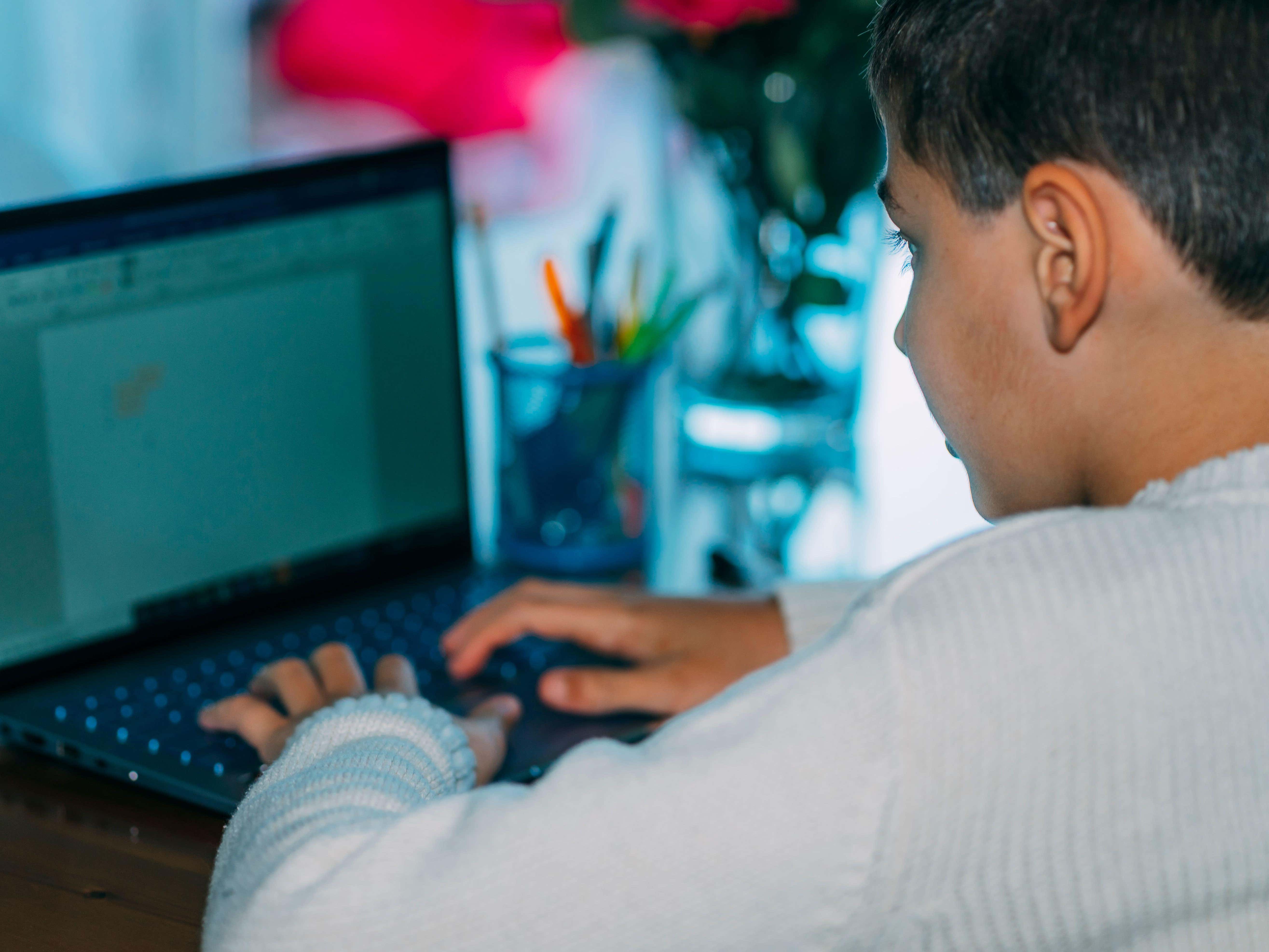 A child using a laptop