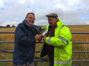 County archaeologist Mr Dean with farmer Fred Johnson