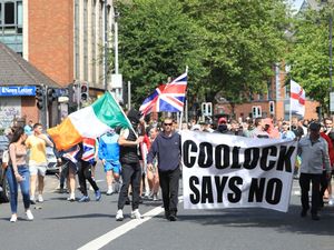 Supporting image for story: Harris expresses ‘disgust’ at Irish tricolour flown during attacks on police