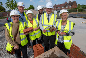 L-r, back, Ian Gardner - Wolverhampton Homes, Matt Wilkes - Keon Homes; front, residents Gail Jones and Diane Brookshaw; Cllr Steve Evans - Wolverhampton Council, and resident Rose Davies.