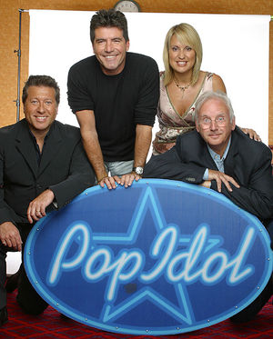 Pete Waterman, Neil Fox, Nicki Chapman and Simon Cowell pose for a picture promoting Pop Idol in 2003