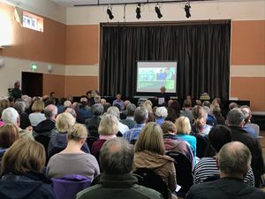 Aviation legend and entrepreneur, Mike Kendrick, addresses the crowd