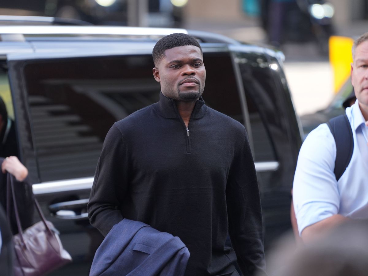 Former Arsenal footballer Thomas Partey arrives at court to face rape charges