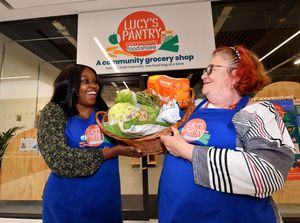 Lucy's Pantry, is a new innovative discount food shop in the Saddlers Centre, Walsall, which works on a points basis. Pictured are owner Lisa Lucy Gakunga and manager Joan Pittaway. Photo: Tim Thursfield