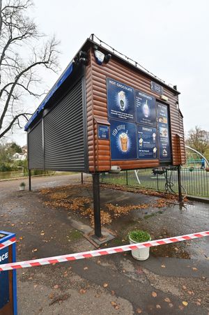 Coffee Evolution on stilts in the Quarry, Shrewsbury