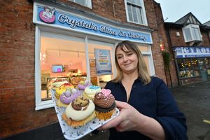 Crystal Owen outside Crystal's Shine On Bakery in Hills Lane, Shrewsbury