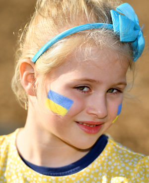 Olive Davies, aged 5, shows her support