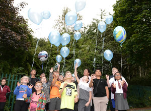 School friends released balloons into the sky to remember their classmate Sanjay following the tragedy