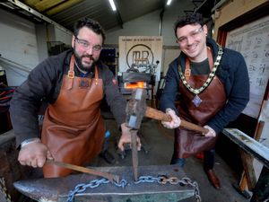 Supporting image for story: Mayor's official ribbon-cutting at blacksmith's forge proves hot stuff