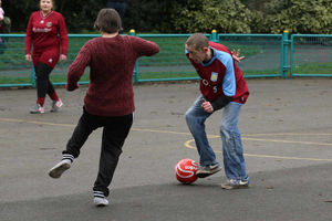 The charity football match in full swing