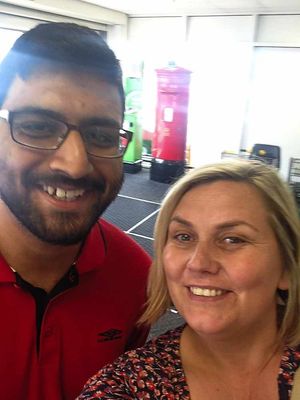 A selfie' taken by Lisa Potts when she met Ahmed Malik again by chance