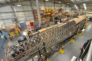 A Wellington bomber undergoing restoration work 