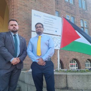 Liberal Democrat Councillors Andrew Tromans (left) and Kash Khan (right) display their solidarity