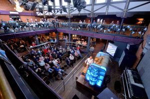 Michael Carter plays before the packed out venue for the final organ concert held there