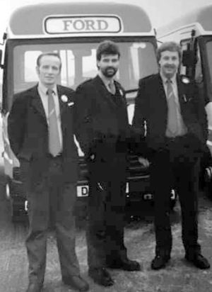 'Just passed our tests.' Ken Parker, Alan Scriven and Dave Fryer, Walsall, December 1986. Picture: Next Stop Please by Alan Scriven