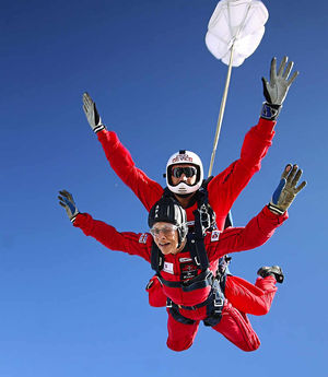 Jean Seckington during her tandem jump