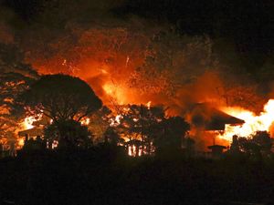 Supporting image for story: 170 homes damaged as fire burns through neighbourhood in Japan
