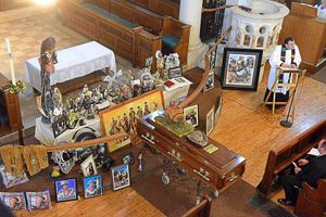 Cowboy memorabilia laid out in the Brierley Hill church