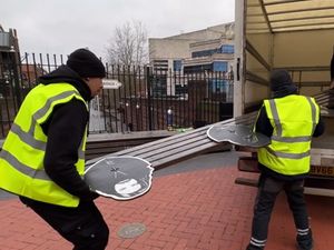 Supporting image for story: Black Sabbath bench proves it really is heavy metal as Dudley firm works to restore it