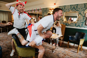 Fans at The Inn on the Green in Shrewsbury go wild as England beat Germany