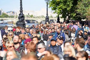 Members of the public in the queue near Lambeth Bridge in London, as they wait to view Queen Elizabeth II
