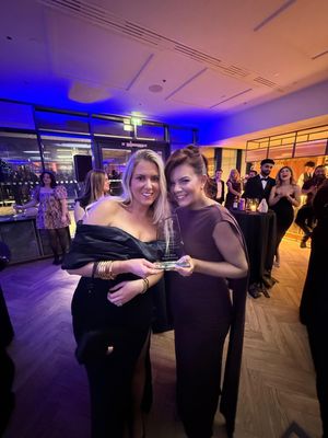 Sophie Kolakovic and Lauren Boate accepting the award at The Belfry. 