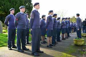 Members of the Staffordshire ATC get ready to parade through Penkridge