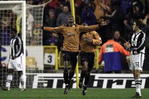George Ndah looks to the heavens after scoring his winning goal