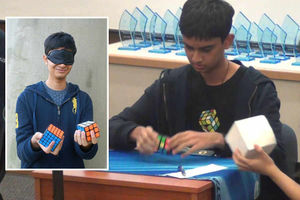 Supporting image for story: Watch: Shropshire student breaking Rubik Cube records BLINDFOLDED!