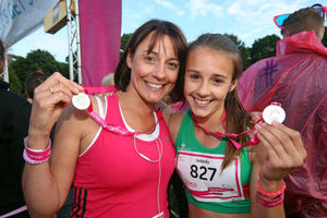 Vicky Kelly and daughter Isabelle Kelly, aged 12, who came first in her category