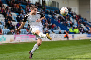 Luke Burke for Telford with a cross in the box - Ashley Griffiths - Grifftersworld Photography.