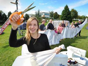 Supporting image for story: Giant Stafford Hospital protest banner spells it out