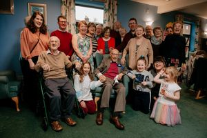 Thomas Knight on his 100th birthday as he celebrated with family and friends at Briarfields Care Home in Shrewsbury