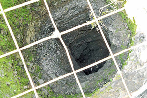 A close-up of the well at the farm