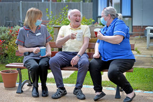Pictured left, housekeeping supervisor Sharon Evans, resident Dennis Bricknall, 82, and assistant manager Debbie Wilkinson