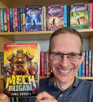 Children's author Jamie Russell with his new book, Mech Brigade