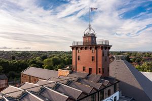 Shrewsbury Flaxmill Maltings - an aerial view of the Jubilee Tower from the south