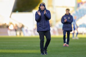 Michael Appleton the head coach of Shrewsbury Town reacts at full time