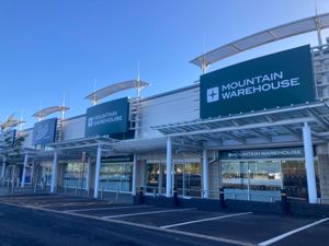 Signage going up for a new Mountain Warehouse store in Telford on Monday, September 8, 2025