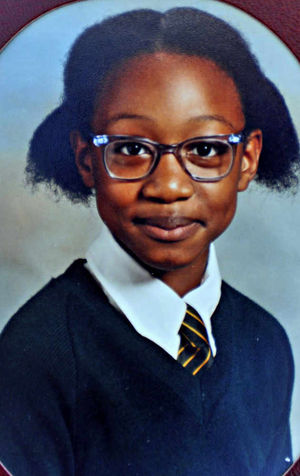 Beverley in a junior school picture