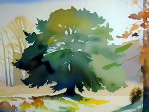 This is how the AI viewed Shropshire as watercolour painting. 