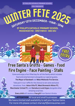 St Philip's Catholic Primary School Winter Fête Poster