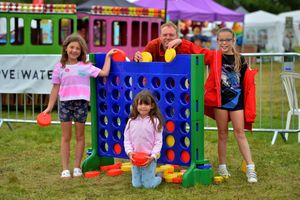 Pippa (seven) and Ivy (five) Collins from Cheslyn Hay with Peter Jones and Esther Jones (10) from Halesowen
