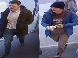 Supporting image for story: The two men police want to speak to after a woman was slapped as clothes stolen from a shop in Oldbury